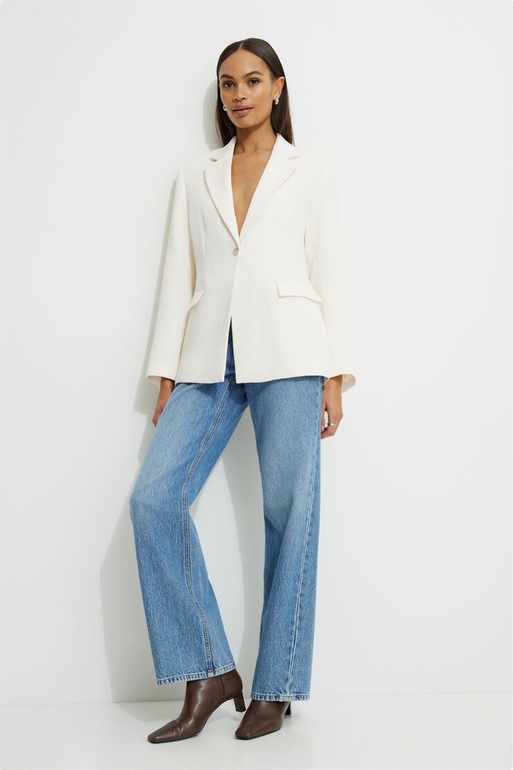 Straight Single Breasted Blazer Sea Salt large