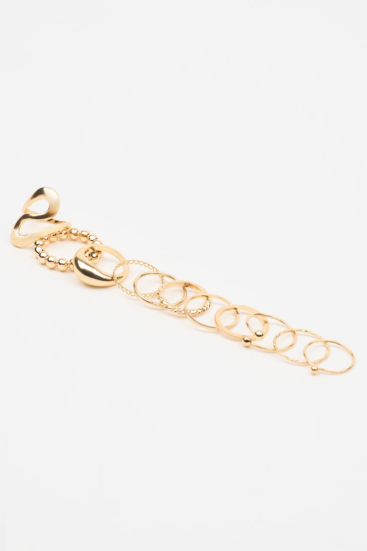 Set of 11 Abstract Rings, Gold, large