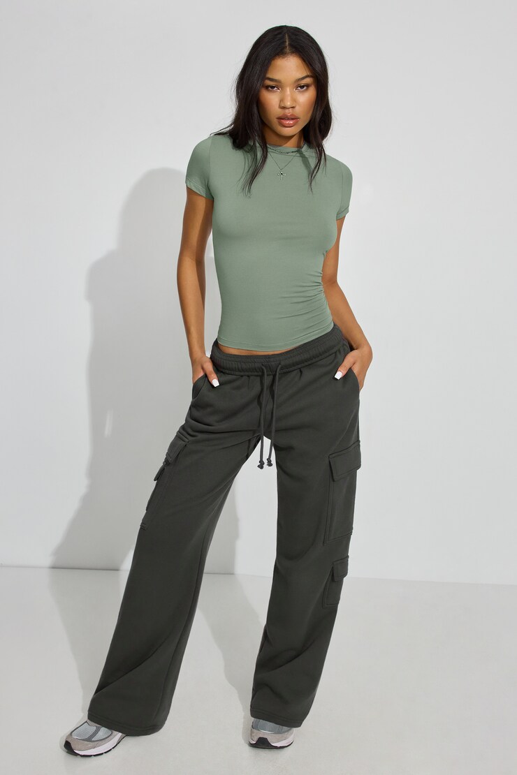 Estelle Longline Tee - Test July 14, Soft Khaki Green, large