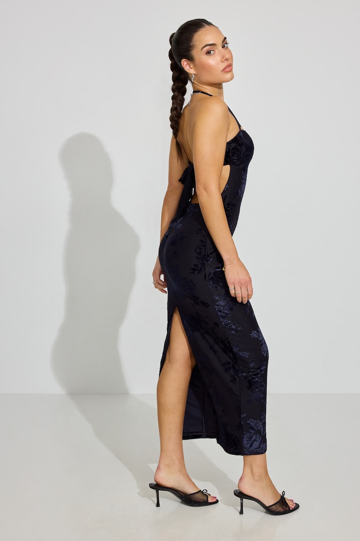 Burnout Sweetheart Maxi Dress, Odyssey Grey Floral, large