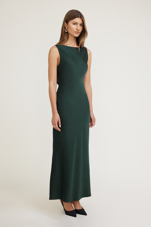 green emerald velvet dress Mathilde Solid Tiered Maxi Dress main image 0