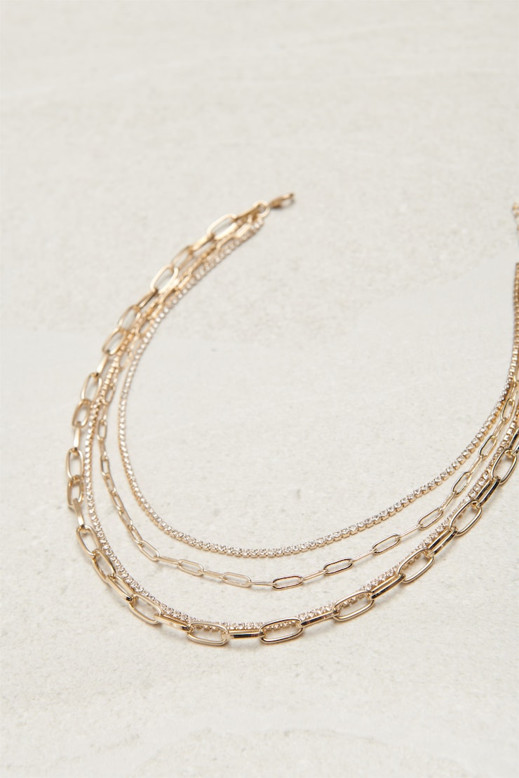 Gem Paperclip Chain Necklace Shiny Light Gold large