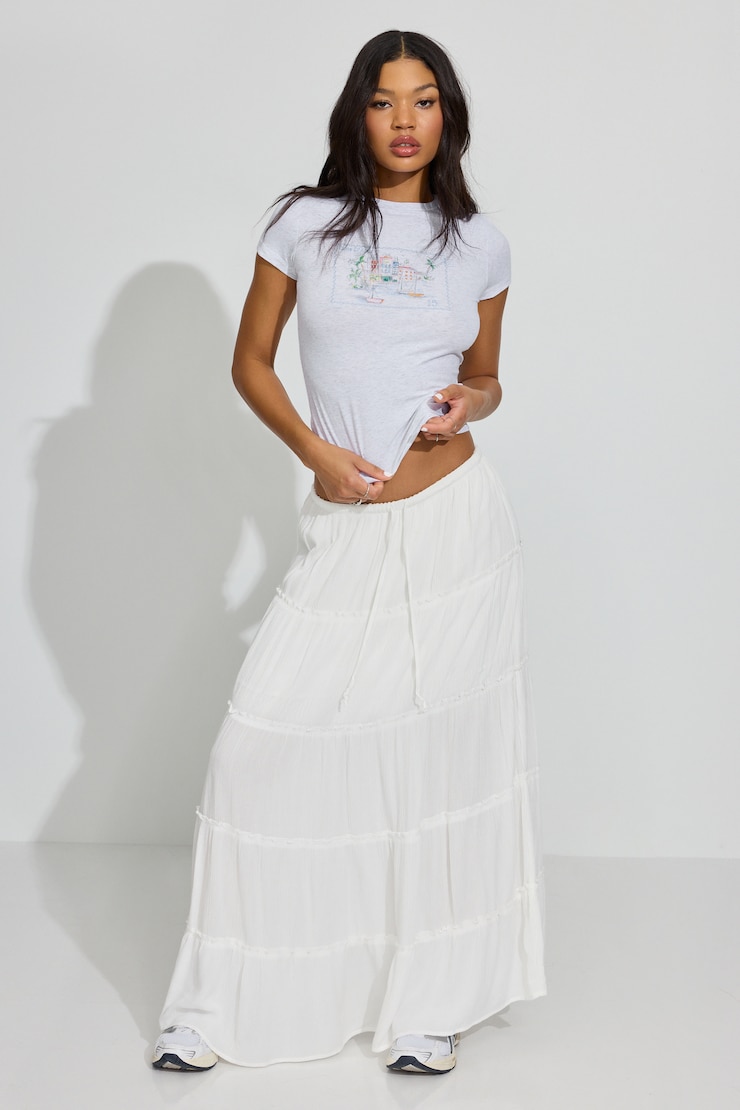 Tiered Maxi Skirt, Snow White, large