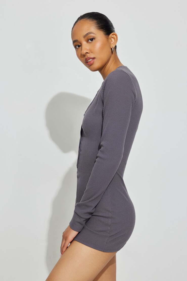 Sleep Rib Onesie, Forged Iron Grey, large