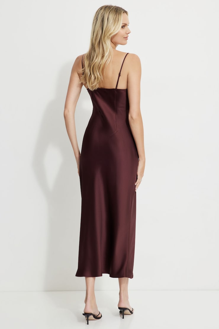 Amira Satin Maxi Dress Dark Ruby large