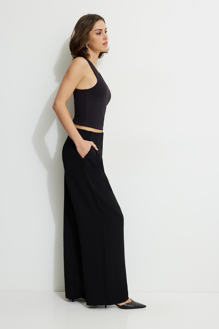 Jourdan Mid Rise Wide Leg Pants Jet Black large