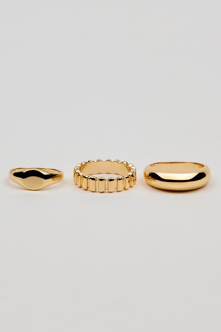 Set of 3 Signet Rings, Gold, large