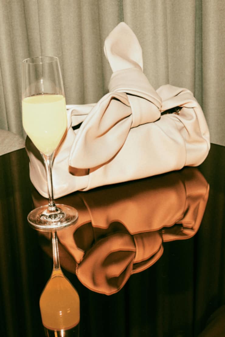 Sac à main plié avec nœud Beige taupe  large