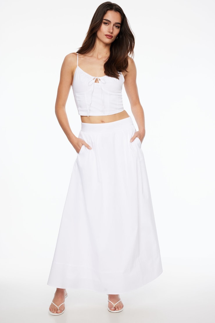 Voluminous Poplin Maxi Skirt Bright White large