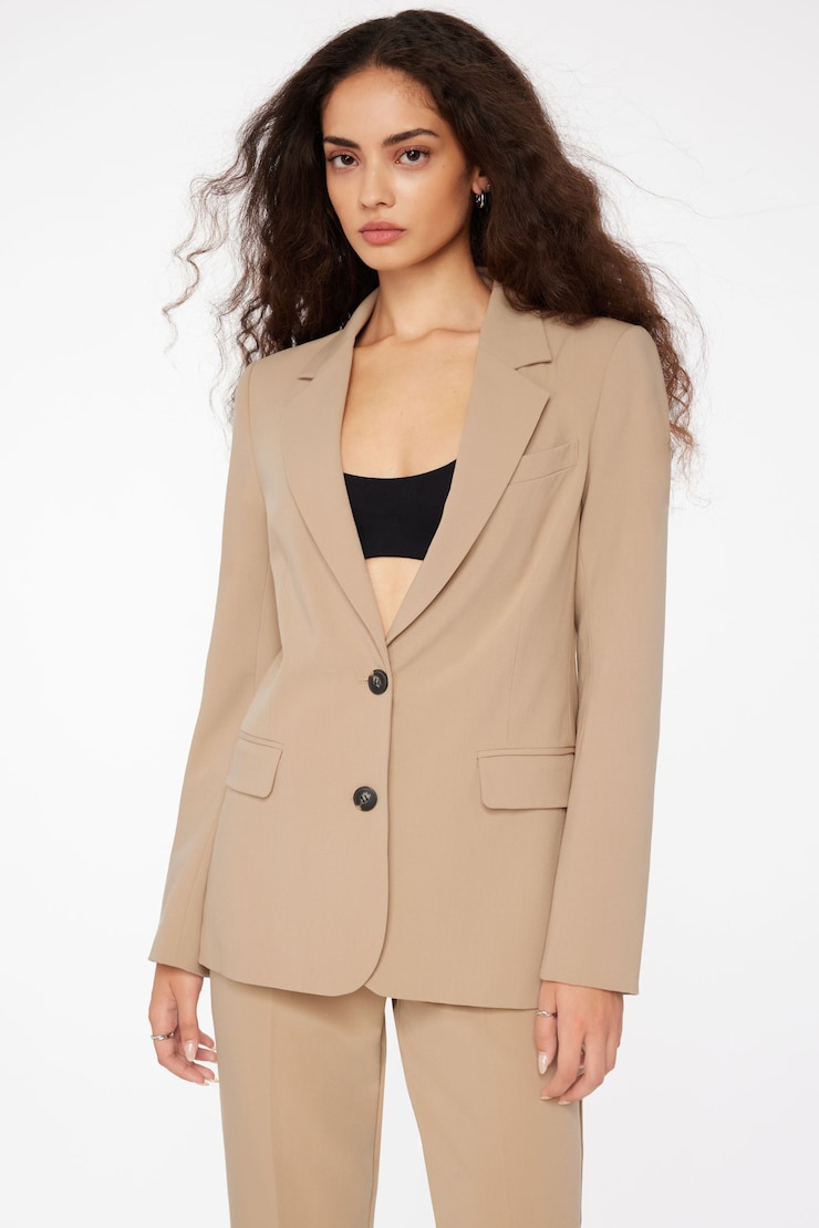 Lorelei Two Button Blazer Almond Tan Beige large