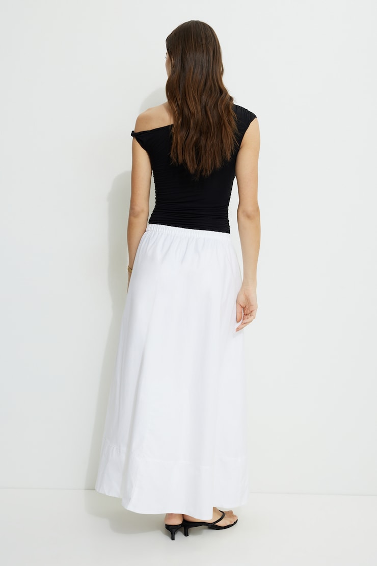 Lily Voluminous Poplin Maxi Skirt Bright White large