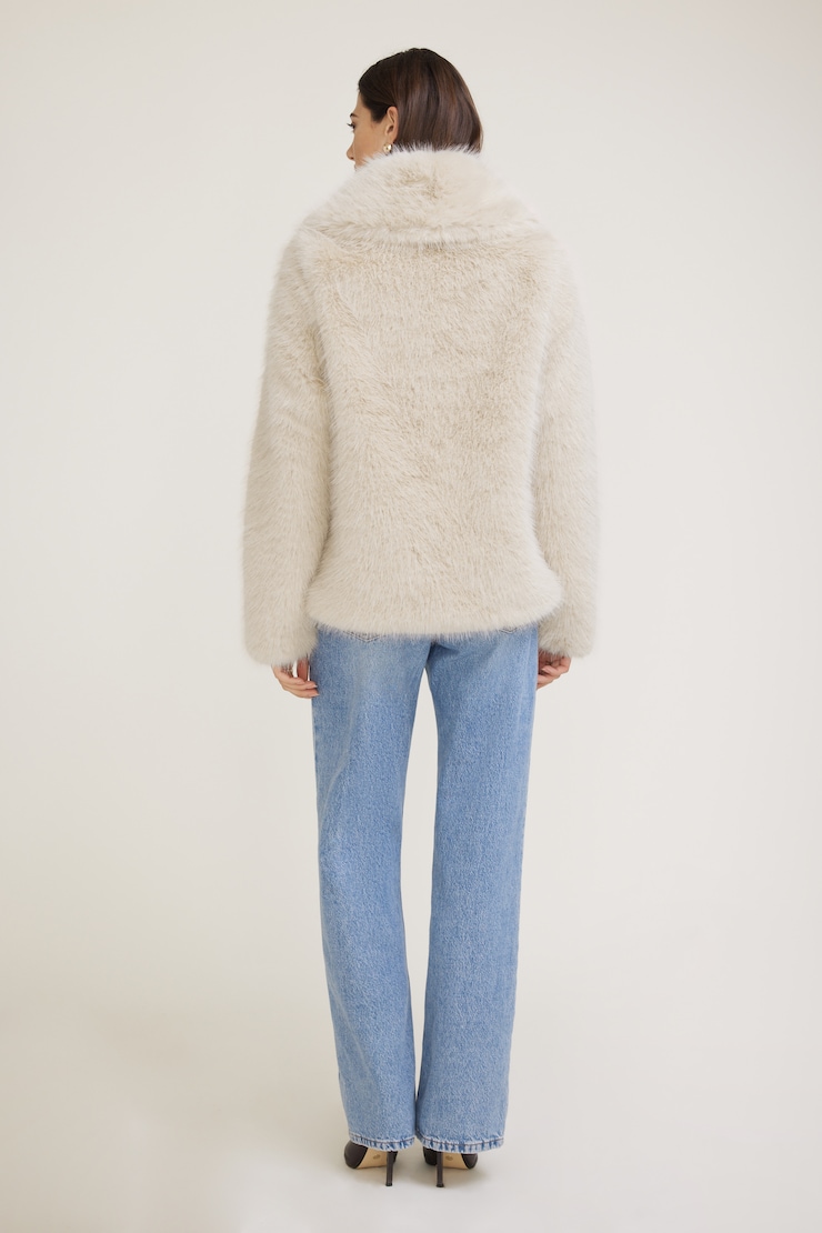 Midi Faux Fur Jacket Beige | Dynamite
