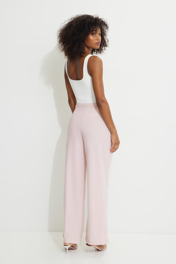 Pleated Wide Leg Pants Pale Lilac Pink large