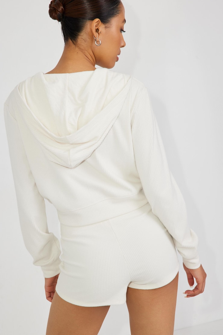 Fitted Sleep Rib Short, Tofu Off-White, large