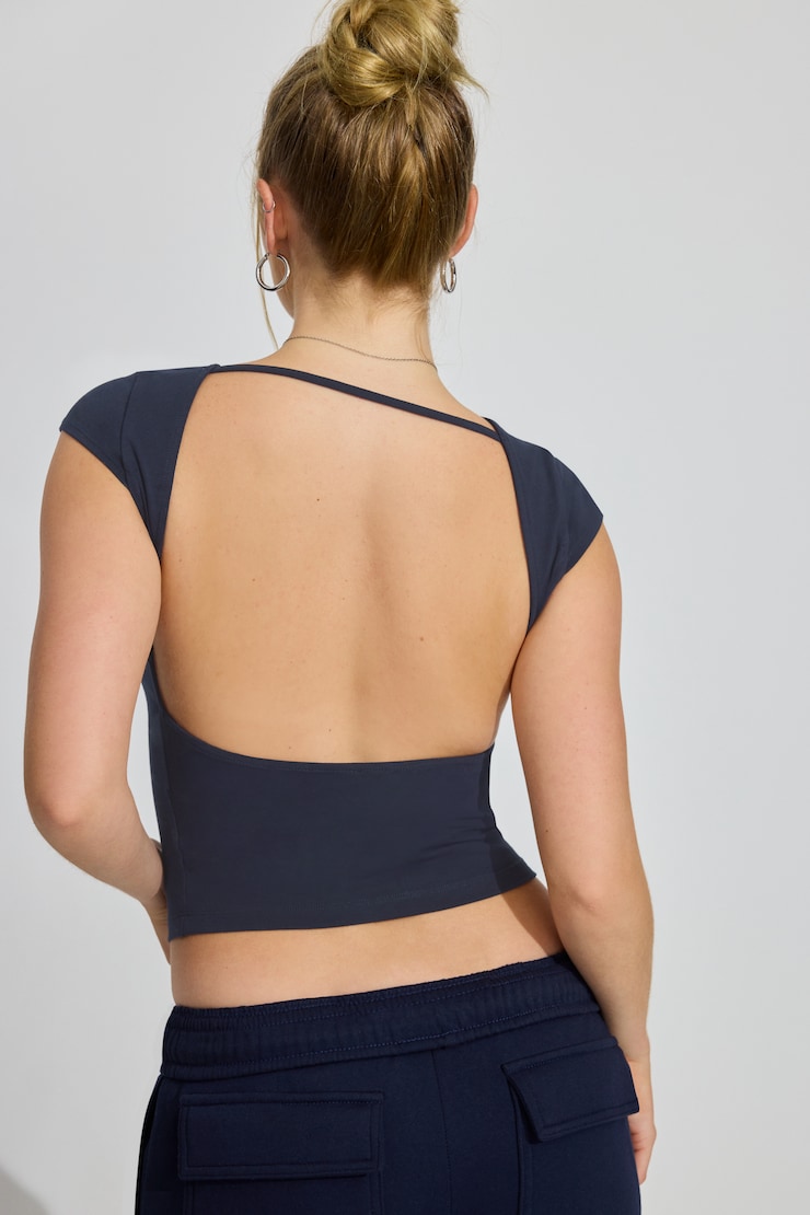 Talia Open Back T Shirt Blue | Garage