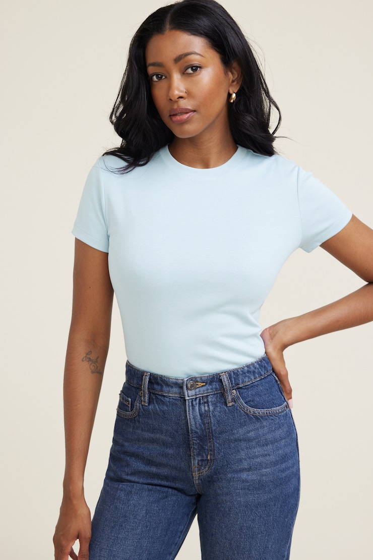 Emy Slim Cotton T Shirt Celestial Blue large