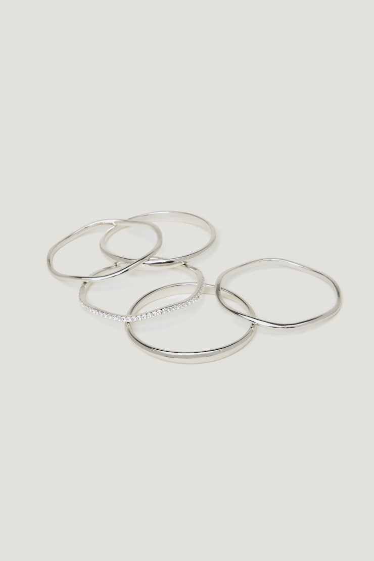 5 Pack Gem Bangles Silver large