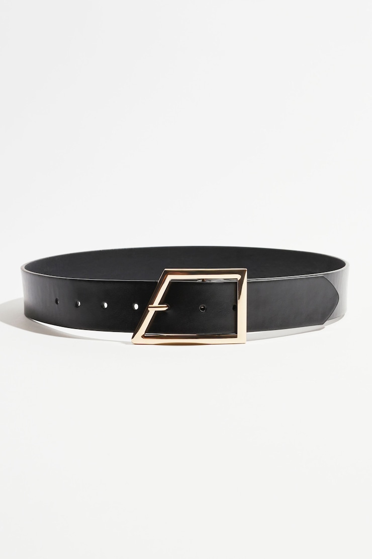 Trapezoid Buckle Belt Black & Gold large