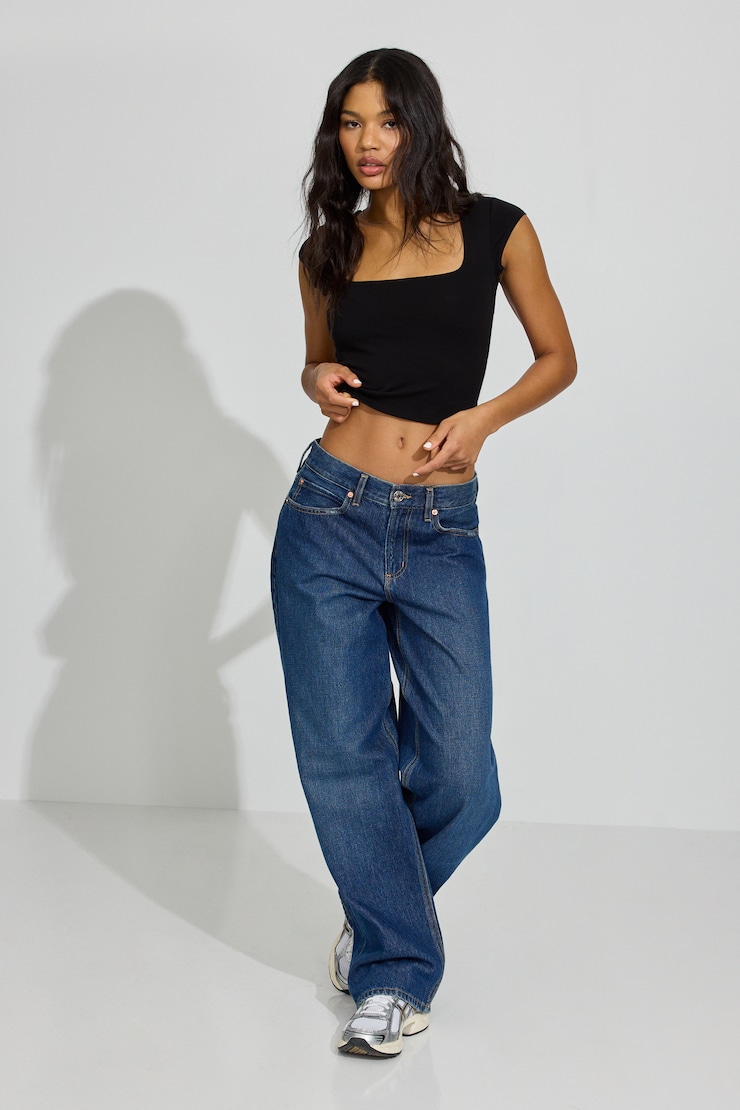 Portia Square Neckline Tee, Jet Black, large