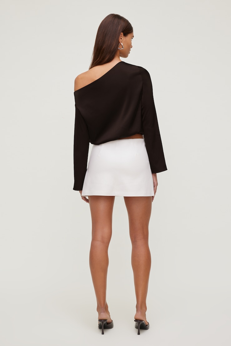 Stacie Faux Leather Mini Skort Faux Leather Polished Pearl Beige large