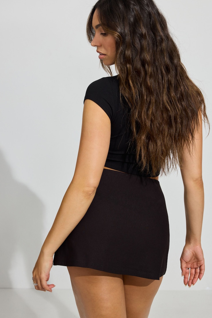 Paris A-Line Micro Skort, Jet Black, large