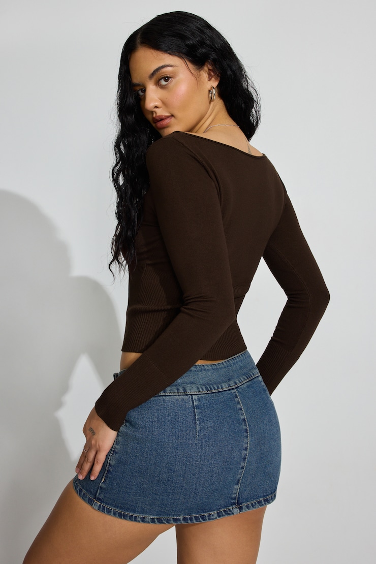 Ryan Fitted Boatneck Sweater, Armadillo Brown, large