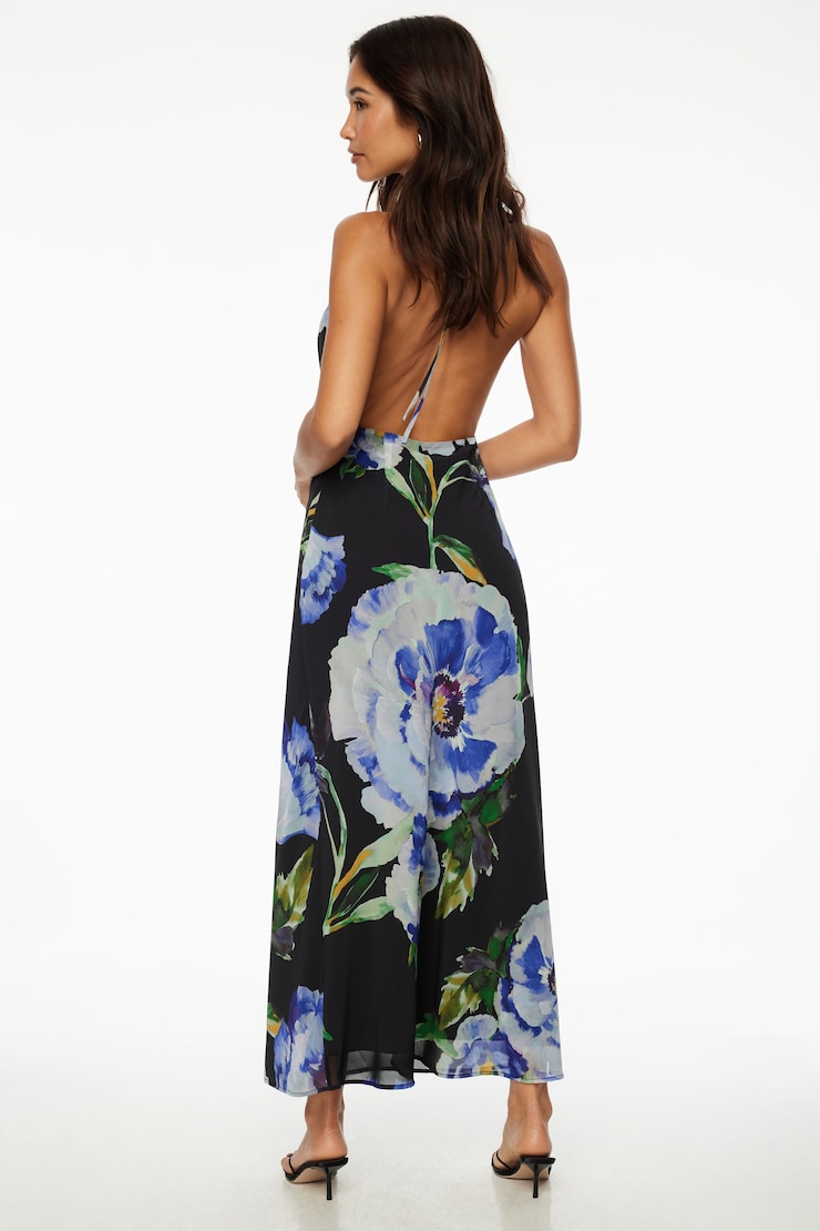 Deep Cowl Neck Maxi Dress Blue Violet large