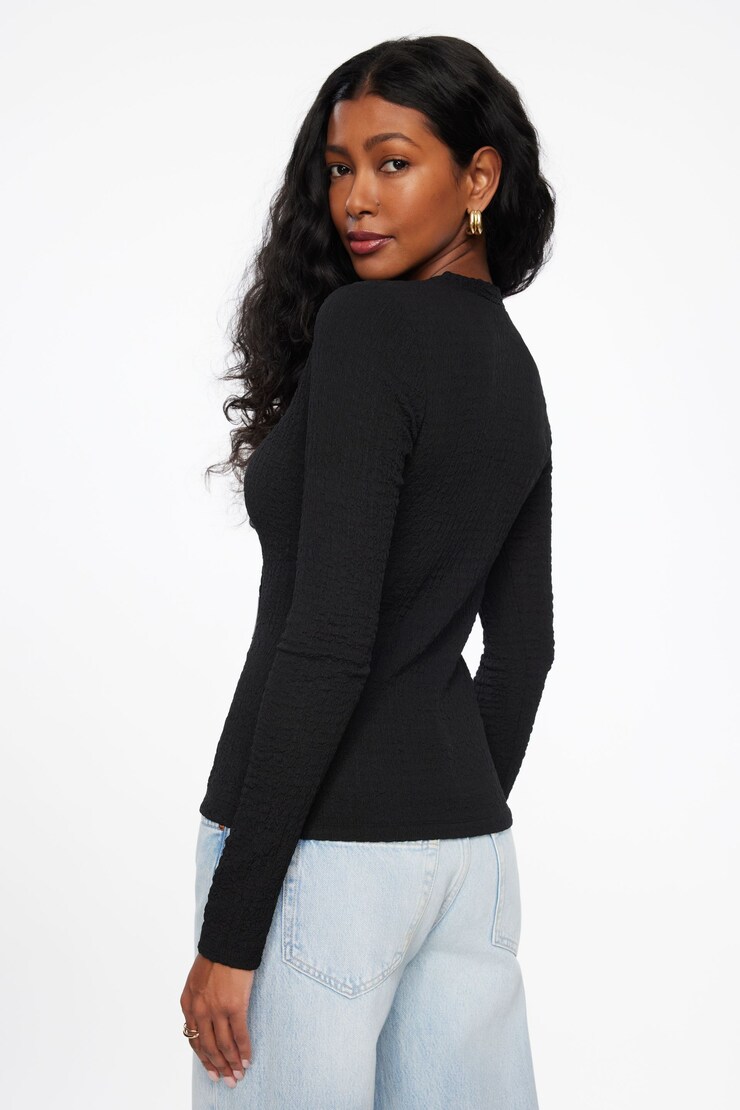 Textured Fly Away Top Jet Black large
