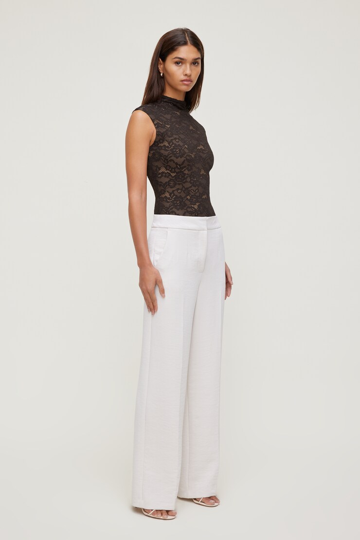 Mock Neck Lace Bodysuit Java Brown large