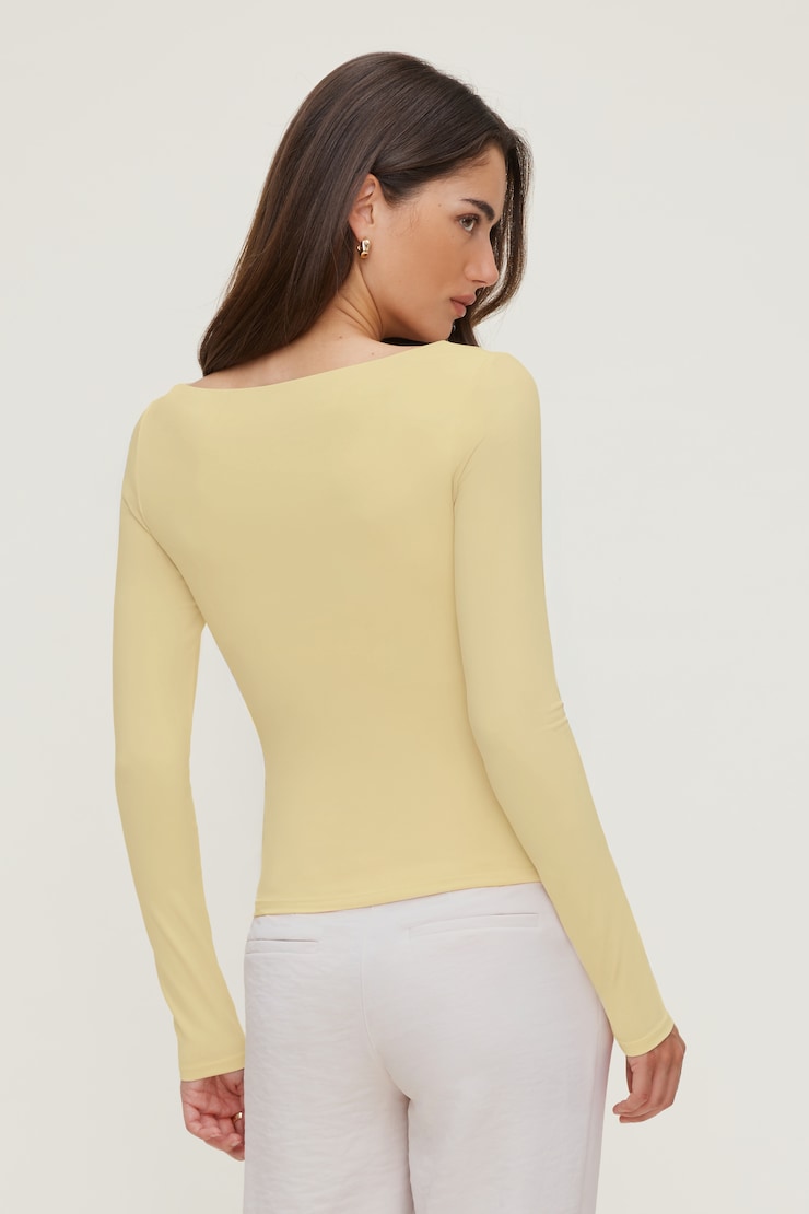 Nola Sculpt Long Sleeve Top Pale Yellow large