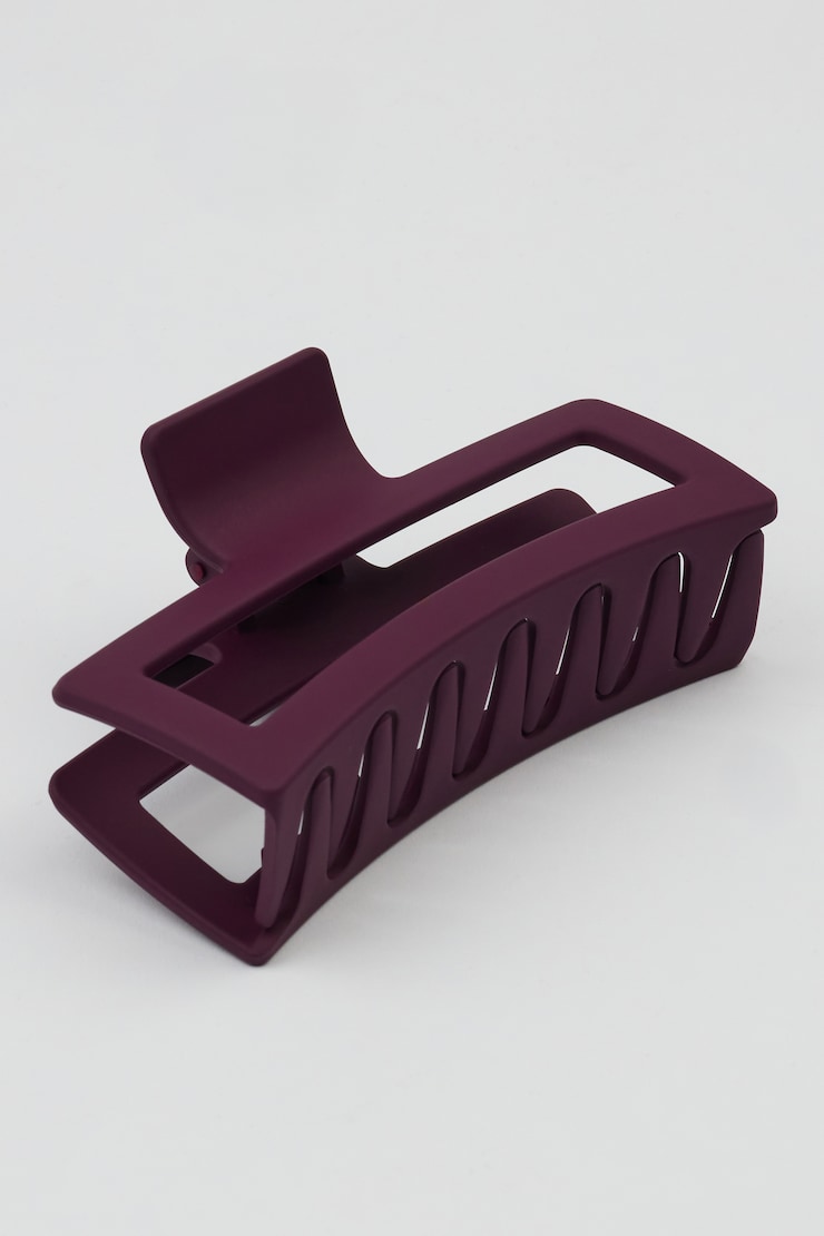 Oversized Rectangle Claw Clip, Fig Fantasy Maroon, large