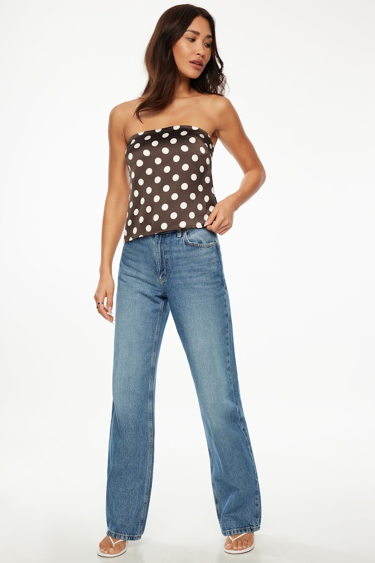 Satin Tube Top Chocolate Polka Dot large