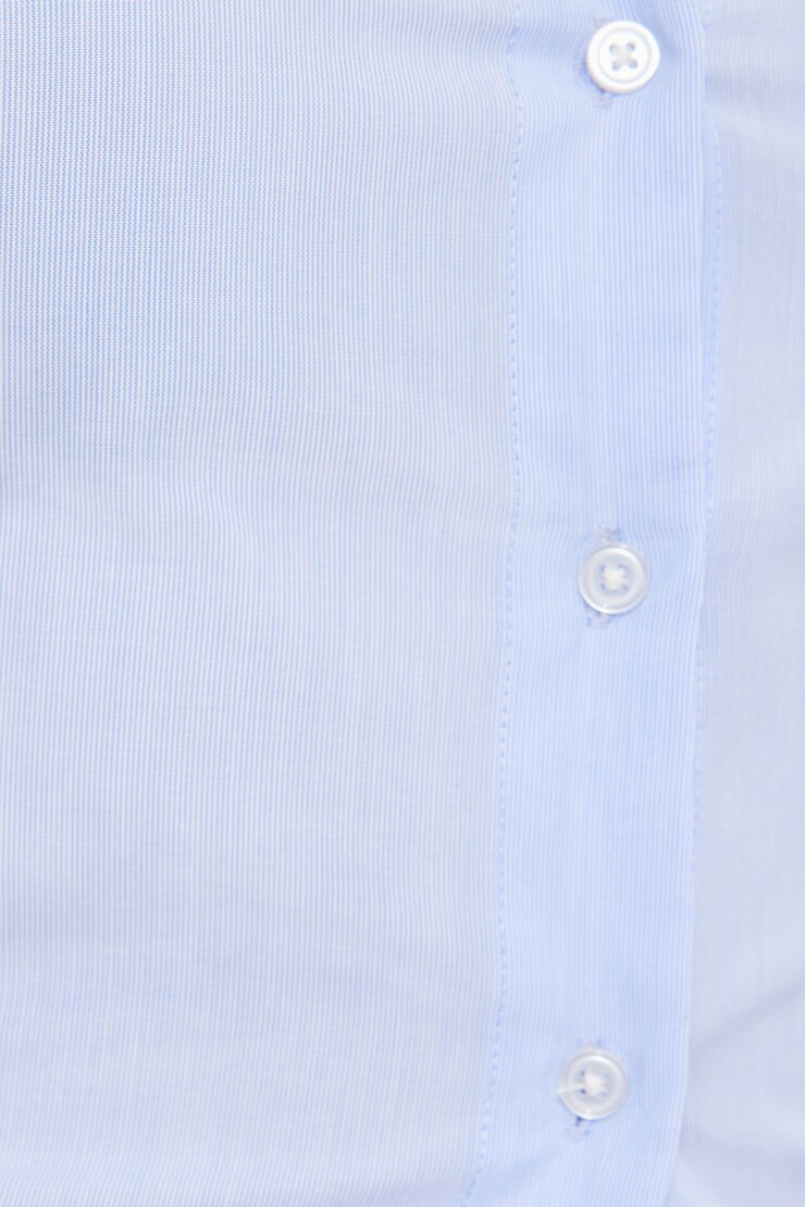 Cinched Waist Poplin Shirt Micro Blue Stripe large