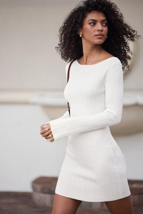green emerald velvet dress Women's No Better Time Grey Ribbed Knit Sweater Mini Dress | Size: L