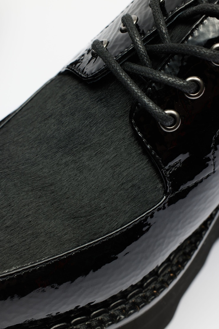 Souliers Boysdntcry - JEFFREY CAMPBELL, Noir verni gaufré et poils noirs, large