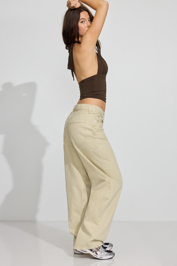 Low Rise Baggy Pants, Dusted Sand Beige, large