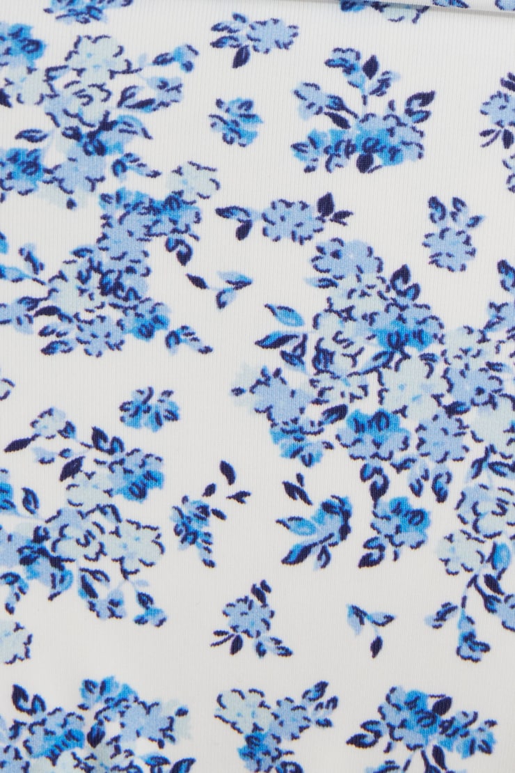 Side Tie Ruched Bikini Bottom, Blue Floral, large