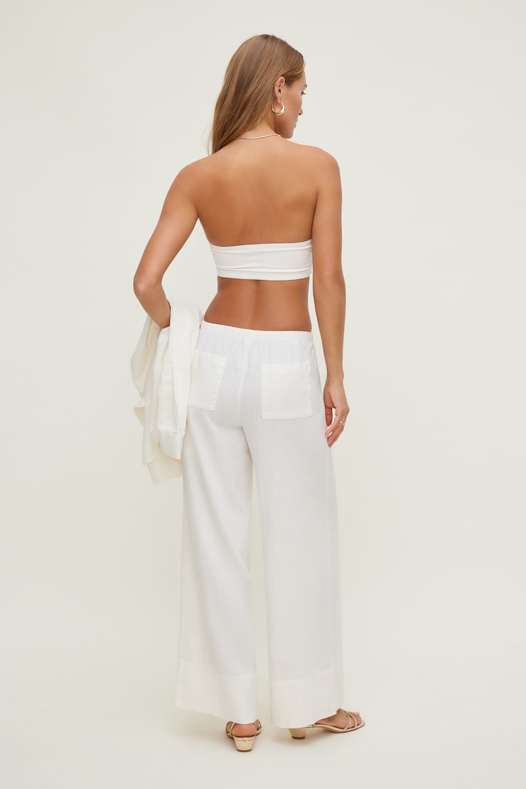 Leo Linen Wide Leg Pants Linen Snow White large