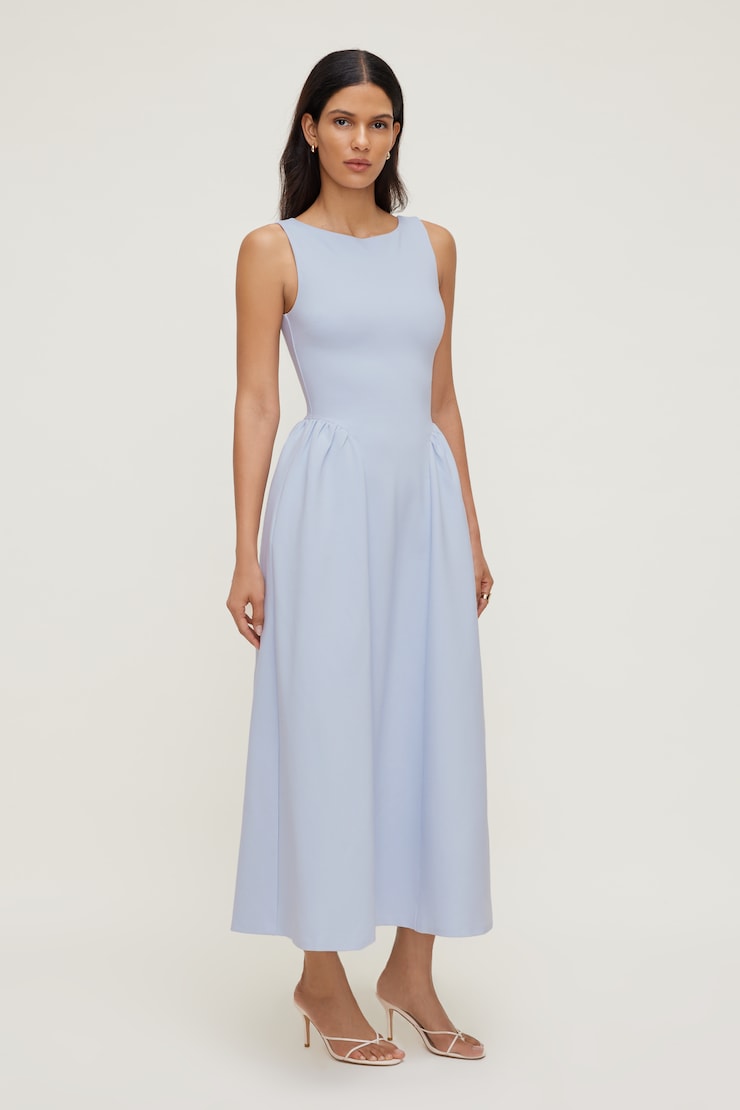 Iris Flared Ponte Maxi Dress Heather Blue large