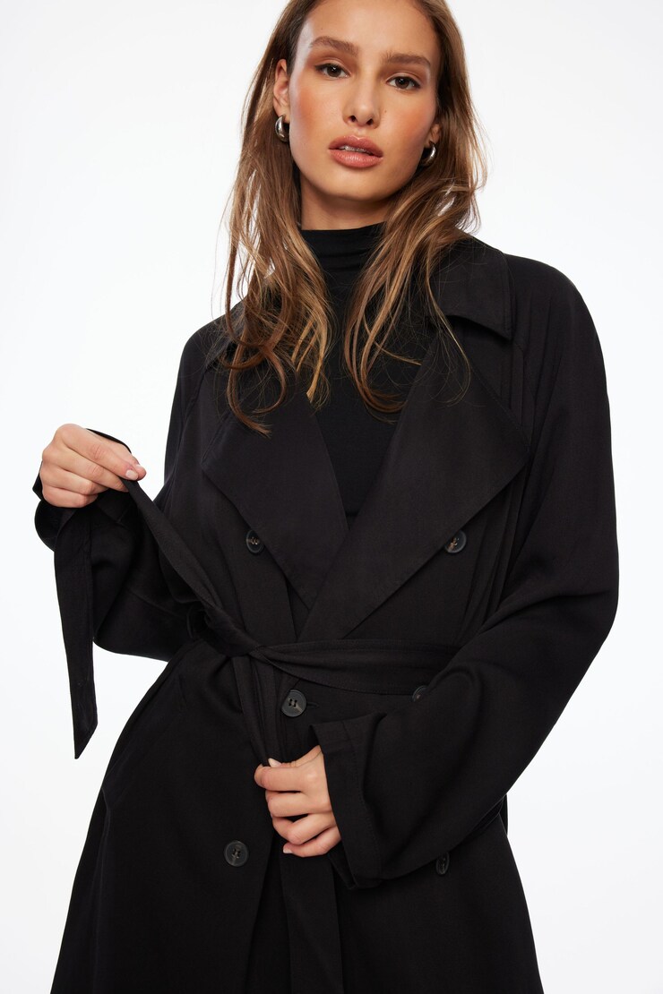 Maxi Trench Jacket Jet Black large