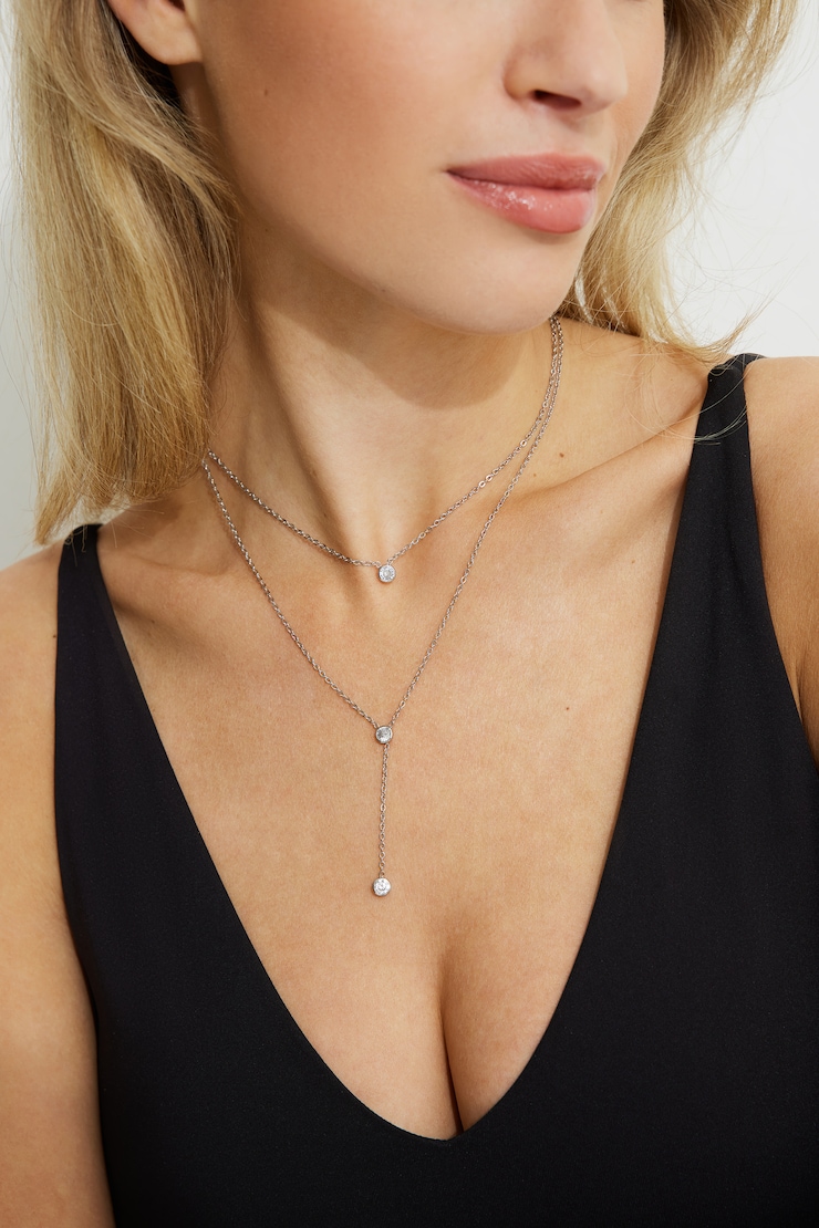 2-Pack Y-Neck Necklaces Silver large