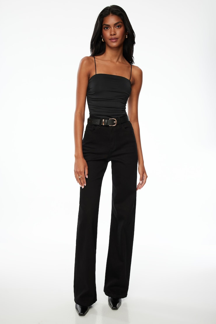 Ruched Tube Bodysuit Jet Black large