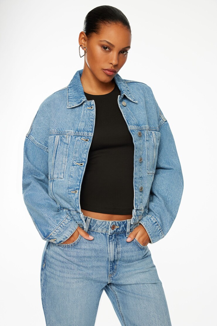 Buttoned Denim Jacket Indigo Medium  large