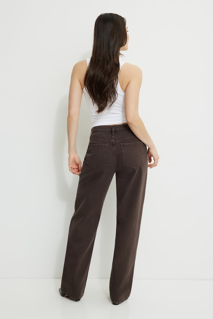 Mika Mid Rise Relaxed Straight Leg Jeans Chocolate Plum large
