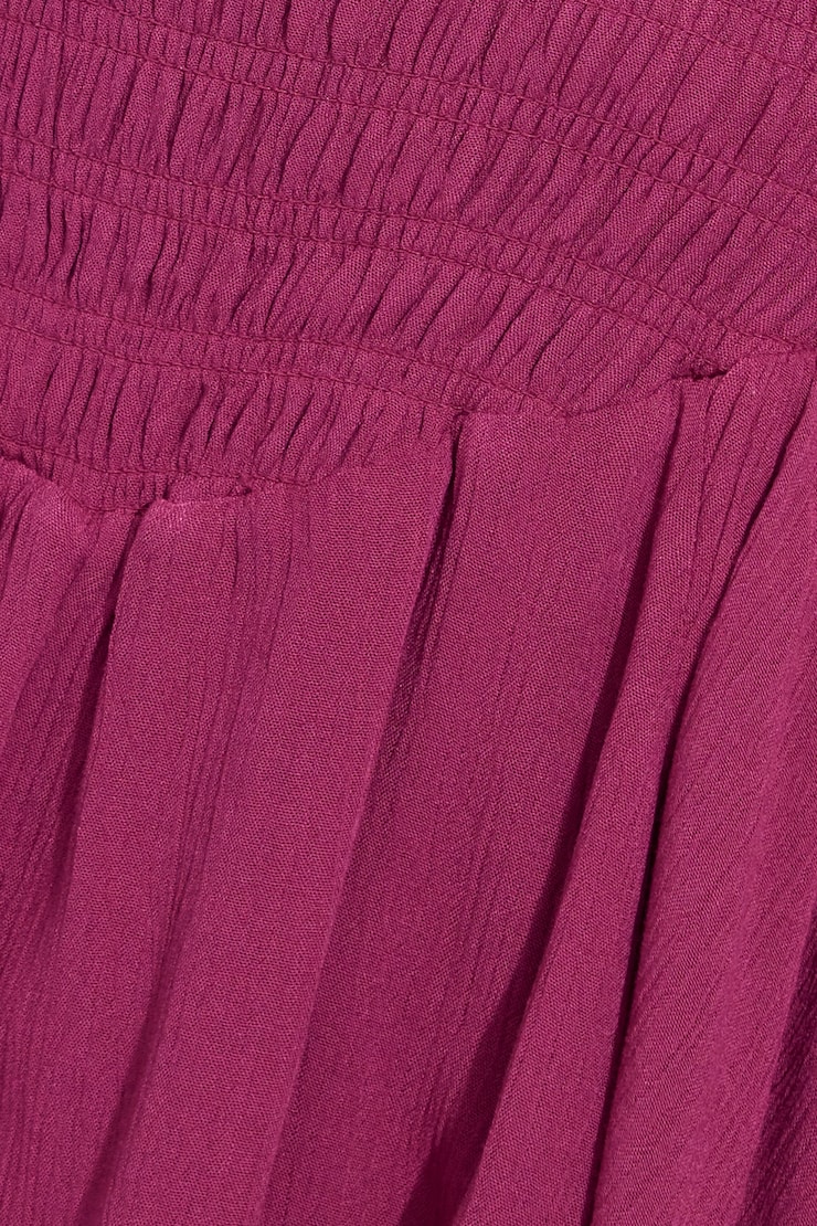 Kayley Smocked Tube Romper, Red Plum, large