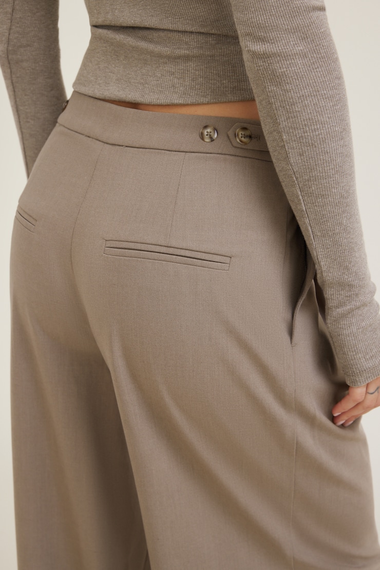 Leni Pleated Wide Leg Pants Chalet Brown Melange large