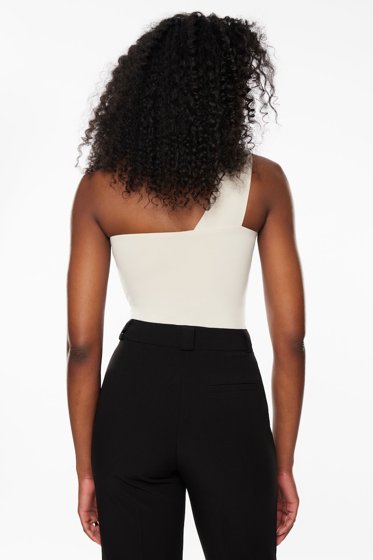 Sculpt One Shoulder Bodysuit Pebble Gray  large