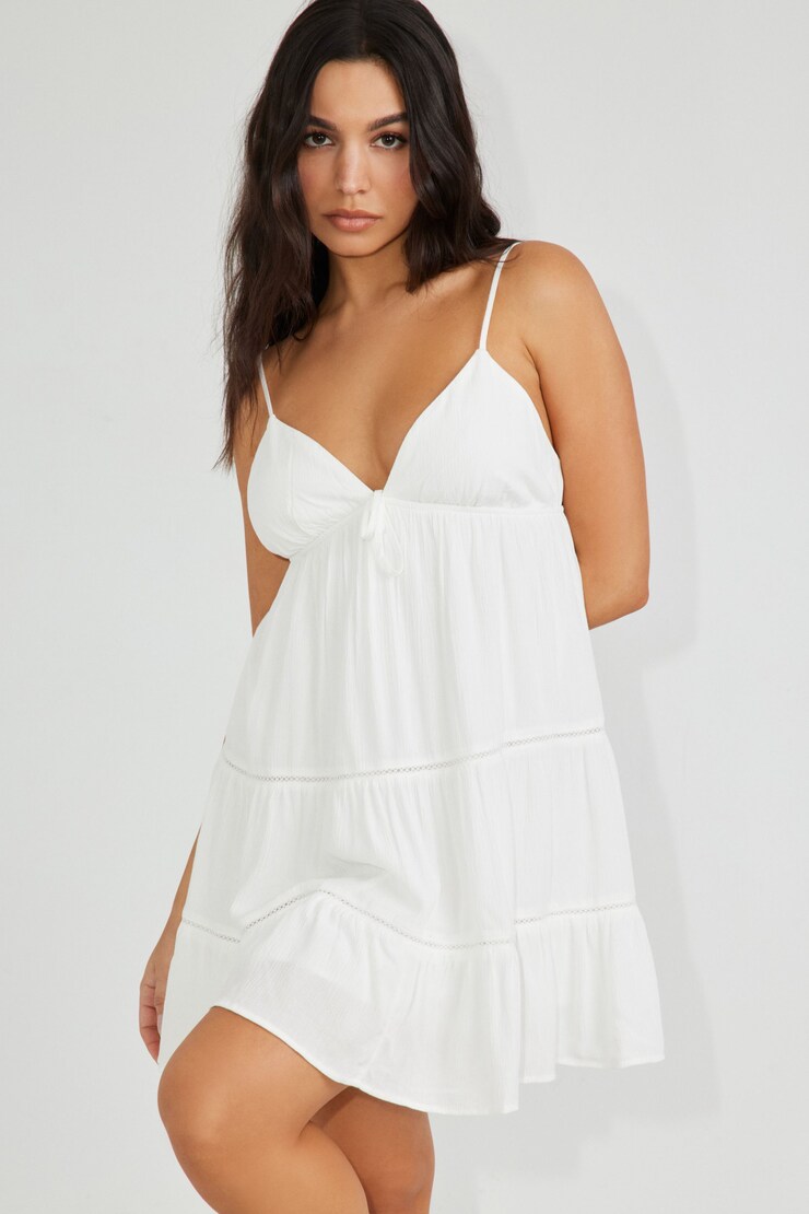 Minirobe étagée à bordure en crochet Cara, Blanche-Neige, large