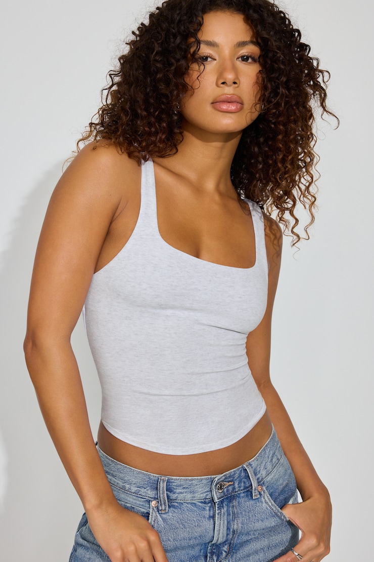 Square Neck Tank Top Gray | Garage