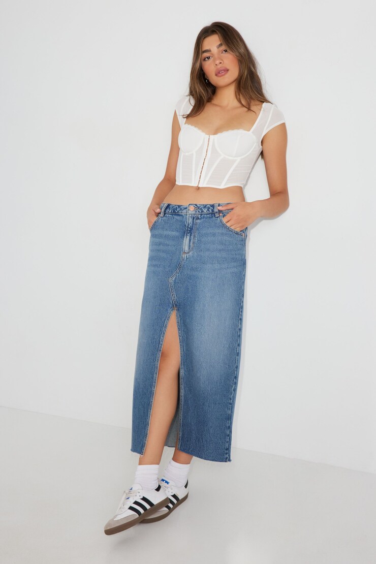 Denim Maxi Skirt, Austen Blue, large